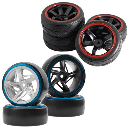 12mm Hex Wheel Rims & Rubber Tires & 4PCS/Set Hard Plastic 1/10 RC Drift Car Tires 12mm Hex Hard Tyre