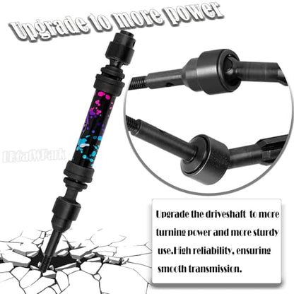 Drive Shaft Axles Upgrades Part for 1/10 Slash VXL 4X4 4WD Rustler VXL 4X4 4WD Stampede VXL 4X4 4WD,RC Steel #45 Front & Rear 4Pcs Driveshafts CVD w/Hex Hops Up,Colorful(Pink Blue Tone) - color: Colorful(pink Blue Tone) - (Axles)