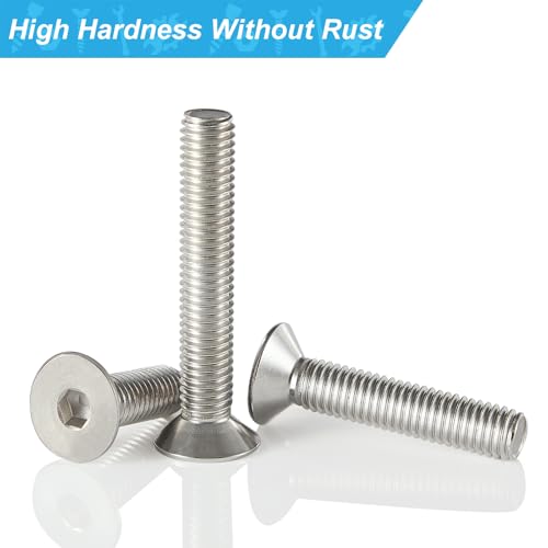 M4 x 8mm 12mm 16mm 20mm 25mm Flat Head Hex Socket Cap Screws Countersunk Bolts, Stainless Steel 304, Metric Allen Hex Drive, Bright Finish, Fully Threaded, Assortment Kit 100PCS - size: M4 x 8/12/16/20/25 mm