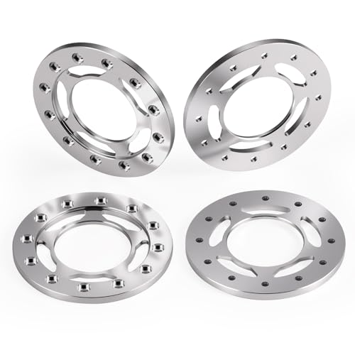 4PCS Aluminum 1.55" Beadlock Wheel Replacement Ring for AXIAL UTB18 D90 TF2 CC01 AX90069 MST JIMNY 1/10 RC Crawler Trail Truck Car (Silver) - color: Silver