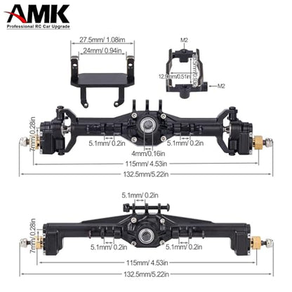 AMK Extended 20mm TRX4M Portal Axle,109.6g Aluminum CNC TRX4M Axle, TRX4M Portal Axles with Two Servo Mount Options, for 1/18 RC CrawlerCar TRX4M Axle Upgrade Parts