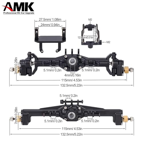 AMK 216.4g Brass TRX4M Axle, Extended 20mm TRX4M Portal Axle, TRX4M Brass Axle with Two Servo Mount Options, for 1/18 RC CrawlerCar TRX4M Axle Upgrade Parts