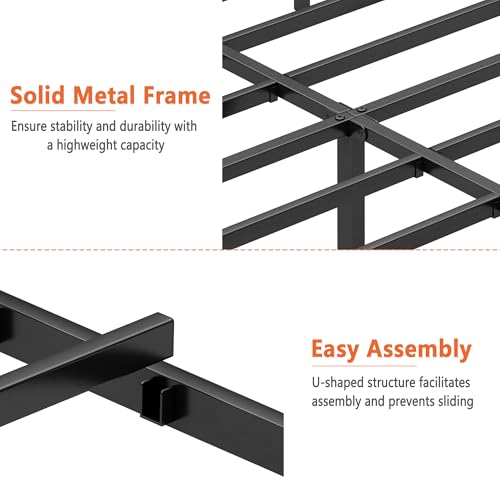 DIIYIV Queen Metal Bed Frame,Steel Slat Support,Noise Free,Easy Assembly | Queen Size Bed,Mattress Foundation,Underbed Storage,No Box Spring Needed - size: Queen