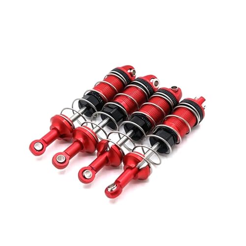 RC Cars Spare Parts for MJX 16207 16208 16209 16210 H6 Front and Rear Hydraulic Shock Absorbers Metal Upgrade Remote Control Car Accessories RC(Red) - color: Red