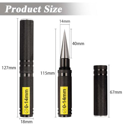 2 Pack 0-14mm RC Body Reamer Tool with Precision Scale – High-Strength Aluminum Expanding Hole Puncher Opener Reamer for RC Car Shell, Plastic Sheet, Aircraft Model, DIY Projects (Black)