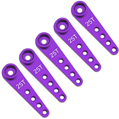 5Pcs ShareGoo 25T Servo Horn 37mm Metal 25 Teeth Extension Steering Arm Server Compatible with Futaba Savox Power HD HSP MG995 MG996 Servos for RC Car Truck (Purple) - color: Purple