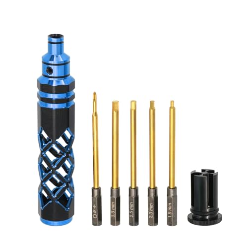 5-in-1 RC Tool Kit, Hex Allen Screwdriver Kit, RC Screwdriver Set 1.5mm 2.0mm 2.5mm 3.0mm RC Car Repair Tool Kit for RC Model Car Boat Helicopter (Blue) - color: Blue