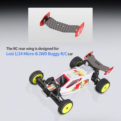 RC Rear Wing Carbon Fiber RC Tail Wing for Losi 1/24 Micro-B 2WD Buggy RC Car Upgrade Parts (Red) - color: Red