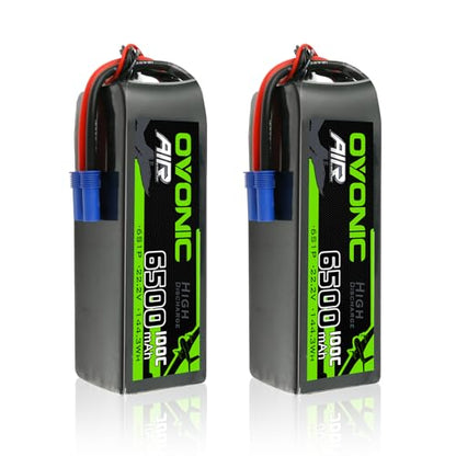 OVONIC Lipo Battery 6500mAh 100C 22.2V 6S RC Battery with EC5 Connector for RC Plane DJI Quadcopter RC Airplane RC Helicopter RC Car Truck Boat 2pcs