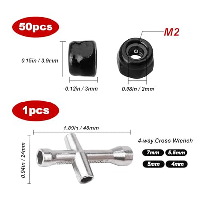 Lock Nuts & Wheel Wrench for SCX24 Wheels JLU AXI00002 C10 AXI00001 Bronco Deadbolt AXI90081 AXI00004 Betty B-17 Gladiator AXI00005 Axial 1/24 RC Crawler Car, 50pcs
