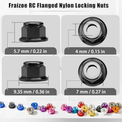 4Pcs M4 Flange Nuts Aluminum, M4-0.7mm Hex Flange Nylon Insert Lock Nuts for 1/10 Scale RC Car Traxxas Slash 4x4 2WD Stampede VXL Rustler VXL HPI Redcat Axial Racing Truck Buggy Crawler Wheels - color: Black, size: 4Pcs