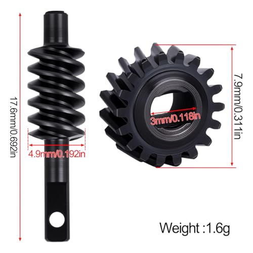 Differential Gear Worm Gear Set,Harden Steel Axle Gears for 1/30 Axial SCX30 RC Crawler Upgrade Parts, 2 Sets (2/14T,Overdrive 14%)