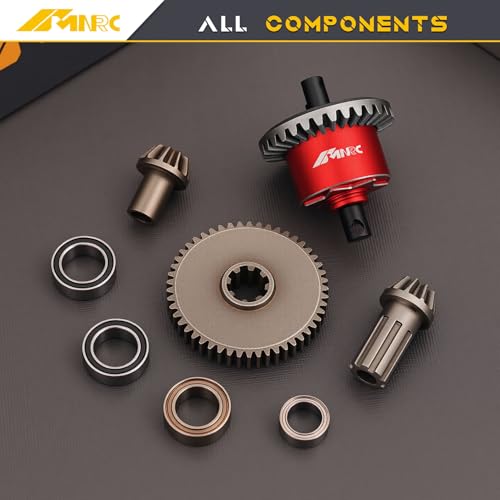 Steel Rear Differential Diff & Spur Input Gear Kit for HyperGO 1/14 H14BM 14209 14210 Series Upgrades Part Red