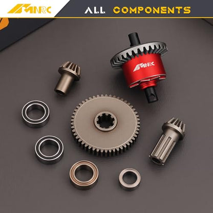 Steel Rear Differential Diff & Spur Input Gear Kit for HyperGO 1/14 H14BM 14209 14210 Series Upgrades Part Red