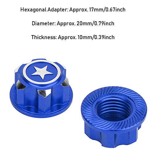 Vbest life Aluminium Alloy Hex Wheel Mount Nuts, 4pcs Metal 17mm Hex Wheel Nut RC Spare Part Replacement for RC Car - color: Mazarine