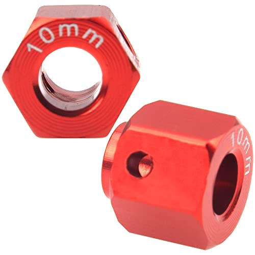 ShareGoo Aluminum RC 12mm Hex Extended Wheel Hex Hub Extension 10mm Offset Spacers Compatible with Traxxas TRX4 TRX6 1/10 RC Crawler (10mm, Red) - color: Red, size: 10mm