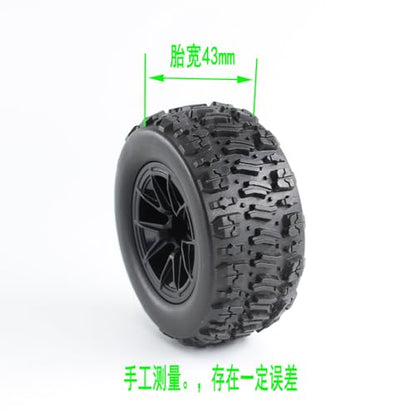 KingVal 4PCS Rubber Wheels Tires 90x43mm Hex 12mm RC Spare Parts Compatible with SCY 16101 16101PRO 16102 16102PRO WLtoys 144010 MJX 14209 14210 RC Car