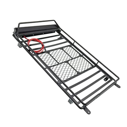 Metal Luggage Carrier Roof Rack with LED Light Bar Compatible with Axial SCX10 Traxxas TRX-4 RC4WD CC01 D90 1/10 RC Crawler Car（245mm X 150mm）