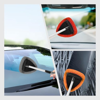 Windshield Cleaning Tool, Car Window Cleaner, Vehicle Window Cleaner with Extendable Handle & 2 Washable Microfiber Pads, Car Interior Glass Wiper Cleaning Kit for Most Vehicles (StyleB) - color: StyleB