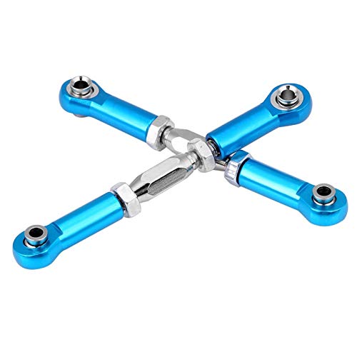 RC Steering Linkage Rod, 2 Piece Metal Arm Steering Rod Link, Servo Link Pull Rod for RC Car, Compatible with HSP94111 94188 RC Car Truck(Blue)