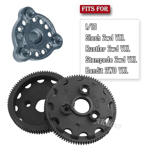 90T 48P Spur Gear with 17T 19T 21T Pinions Gear & Slipper Clutch Upgrades Part for 1/10 Slash Rustler Stampede Bandit 2WD VXL,90T Spur Gear,Titanium - color: Titanium - (90T)