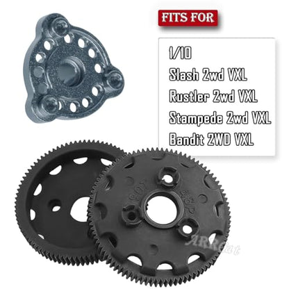 90T 48P Spur Gear with 17T 19T 21T Pinions Gear & Slipper Clutch Upgrades Part for 1/10 Slash Rustler Stampede Bandit 2WD VXL,90T Spur Gear,Titanium - color: Titanium - (90T)