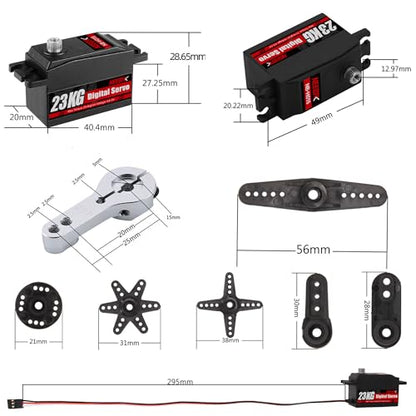 23KG Low Profile Digital Servo and 25T Servo Arm,High Torque Full Metal Gear for 1/10 RC Car On-Road Touring Drift Car/Robot/Boat