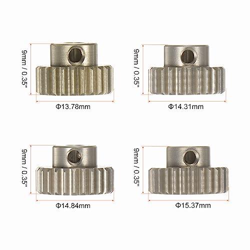 HARFINGTON 48P Hardened Pinion Motor Gear Set 4pcs 24T 25T 26T 27T Fit 1/8 inch RC Motor Shaft 48 Pitch 7075 Aluminum Gears for RC Car, with Hex Key - style: 24T 25T 26T 27T