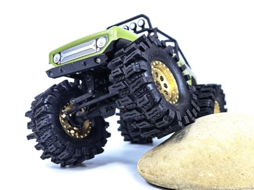 Brass 1.3 Beadlock Wheels Heavy 68g/Rim Fits TRX4M SCX24, 4-Pack | adjustable offset Brass color rims with 7mm hex hub, upgrade accessory parts for 1/18 & 1/24 micro RC crawlers - color: Brass