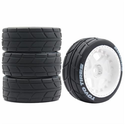 65mm 4PCS 1/10 RC On-Road tires and Hard Plastic wheels set Hex 12mm For WRC Drift Car Conversion 1/10 RC On-Road Car Traxxas Tamiya FW06 TT02 HPI HSP 94122 Kyosho%T068 (White) - color: White