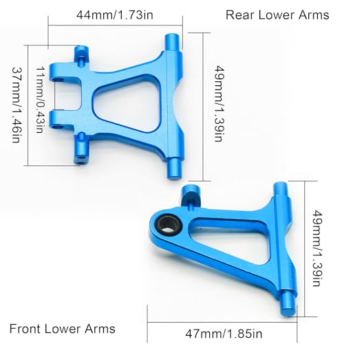 Aluminum Alloy Front & Rear Lower Suspension Arms Kit for Tamiya TT02 1/10 Scale on Road RC Car Upgrade Parts, High-Precision TT-02 Lower Arms Set, Includes TT02 Chassis Lower Front/Rear Arms & Screws - color: Blue, size: Front Rear Lower Suspension Arms