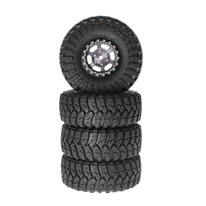 1.3” Aluminum Beadlock Wheels & Rock Trail Tires Set for 1/18 1/24 RC Crawlers, -8.0mm Offset, 68×26mm, 7mm Hex, Foam Inserts, Fits TRX4M SCX24 AX24 FCX24 Ascent-18, Pre-Assembled 4 pcs (Gray) - color: Gray