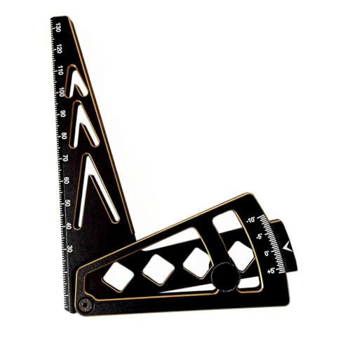 RC Car Camber Gauge Adjustable Wheel Rim Camber Gauge for 1/10 1/8 Crawlers | Durable metal construction with clear markings, adjustable rim alignment tool, pocket-sized design, fits 1/8 & 1/10 RC Cars - color: Black+gold