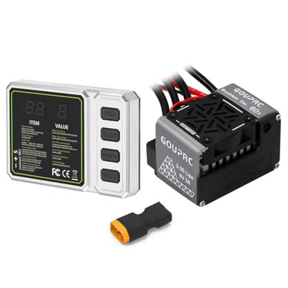 GOUPRC 60A Brushless RC ESC 2-3S Waterproof Electric Speed Controller with Programming Card for 1/10 Scale Accessories RC Truck Off-Road Car