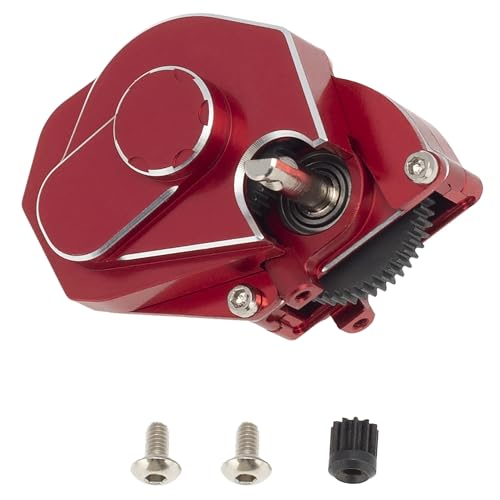 MEUS Racing RC Crawler Aluminum Transmission Gearbox, Assembled Transmission Case Complete Gearbox Upgrade Parts for 1/24 Axial SCX24 Deadbolt 90081 C10 Wrangler (HELIDIRECT) (Red) - color: Red