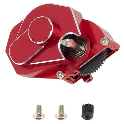 MEUS Racing RC Crawler Aluminum Transmission Gearbox, Assembled Transmission Case Complete Gearbox Upgrade Parts for 1/24 Axial SCX24 Deadbolt 90081 C10 Wrangler (HELIDIRECT) (Red) - color: Red