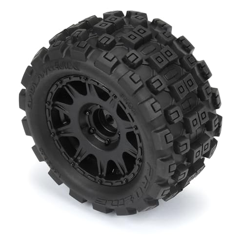 Pro-line Racing Badlands MX 1.85" All-Terrain Truck Tires 4 Mounted on Raid Black 12mm Hex Wheels for Granite GROM 4x4 Front or Rear PRO1024110