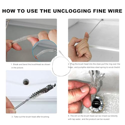 3PCS Auto Sunroof Drain Cleaning Tool, 118in Flexible Tube Cleaner with Wire Brush Syringe Hose, Universal Slim Dredging Tools for Windshield Wiper Drain Hole Air Tube Hoses