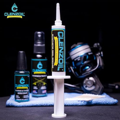 Clenzoil Synthetic Reel Grease Syringe - Baitcasters & Reels, 0.5 oz - size: 2 x 1 oz Needle Oiler
