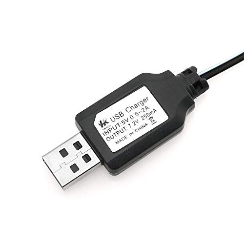 USB Power Charger Cable 7.2V 250mA Output Ni-Cd Ni-Mh Battery Pack USB Charging Cable SM 2P Plug for RC Excavator RC Cars
