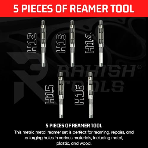 Adjustable Hand Reamer H12-H16, 1-1/16" to 2-7/32", Metal & Wood | Carbon Steel Construction, Expandable Blades, 26.98-56.35mm Range, Bore Sizing Tool, Repair Workshop Use, Precise Hole Finish - size: H12 to H16 - 5Pcs