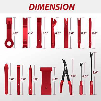 Nilight Trim Removal Tool 88Pcs, Auto Push Pin Bumper Retainer Clip Set | Fastener Terminal Remover Tool Adhesive Cable Clips Kit Car Panel Radio Removal Auto Clip Pliers - color: 88 Clips+ Remover Tools Red