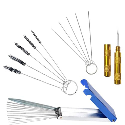 ZIMISI Carburetor Cleaning Kit, Carbon Dirt Jet Remove Torch Tip Cleaner Set Includes 13 Clean Wires, 10 Clean Needles, 5 Nylon Brushes, 1 Pick for Motorcycles, ATV, Welder, Spray Gun