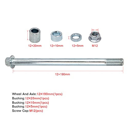 Mokuo 12mm 190mm Front Rear Axle with Bushing 5mm 10mm 20mm Fit for Pit Dirt Bike Moped Scooter QUAD ATV Mini Bike Parts - size: 12-190