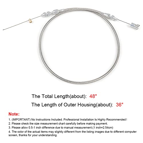 AICEL 36" Braided Throttle Cable, Compatible with 97-07 LS1 Engine 4.8L 5.3L 5.7L 6.0L, Stainless Steel Car Accelerator Throttle Cable Repair Kit, Universal Car Replacement Accessories
