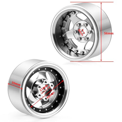 4PCS Aluminum 1.9" Beadlock Wheel Rims Upgrades for Axial SCX10 I II III TRX4 GEN7 GEN8 1/10 RC Crawler Truck Car (Silver) - color: Silver