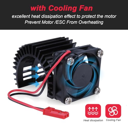 Hobbypark RC Brushless/Brushed 550 540 Motor Heatsink with Cooling Fan DC 5-6V for RC Crawler Car Truck Off Road Buggy Electric Engine