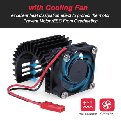 Hobbypark RC Brushless/Brushed 550 540 Motor Heatsink with Cooling Fan DC 5-6V for RC Crawler Car Truck Off Road Buggy Electric Engine