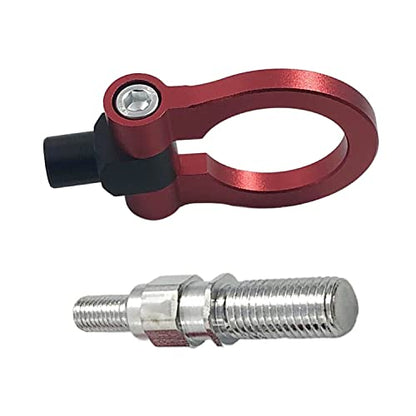 FainWan Track Racing Style Tow Hook Towing Eye CNC Aluminum Screw On Front Rear Bumper Compatible with 3 Series E36 E46 E90 E91 E92 E93 318 320 323 325 328 330 335 M3 1992 to 2012 (Red)