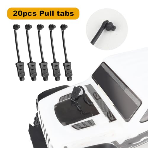 HobbyPark 20pcs RC Rubber Retainer Pull Tabs for 1/18 1/24 RC Car Body Clips (fit 0.7mm 1.0mm Rod) - size: fit 0.7mm 1.0mm Rod
